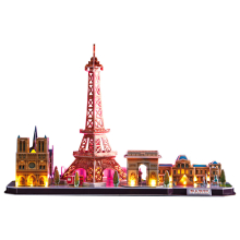                             CubicFun - Puzzle 3D Pařížs s LED světlem - 115 dílků                        
