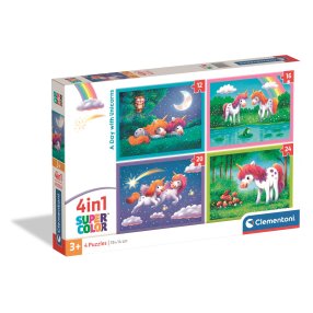 Clementoni - Puzzle 4v1 Den s jednorožci (12+16+20+24 dílků)
