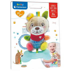 Baby Clementoni - Plyšové chrastítko s úchytem - Štěňátko