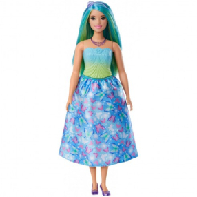 Barbie POHÁDKOVÁ PRINCEZNA s modrozelenými pruhovanými vlasy