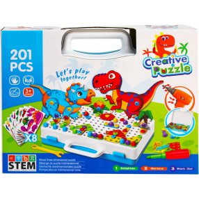 Kreativní stavebnice s dinosaury a vrtačkou Creative Puzzle - 201 dílků