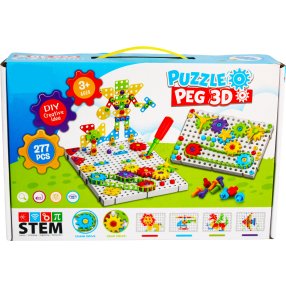 Kreativní 3D stavebnice s nářadím Puzzle Peg - 277 dílků