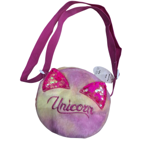 PINK Kulatá kabelka Unicorn a flitrové uši