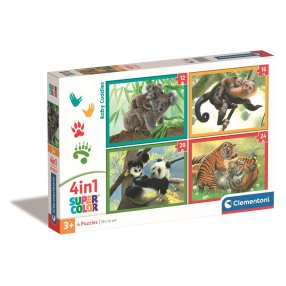 Clementoni - Puzzle 4v1 Roztomilá mláďata (12+16+20+24 dílků)