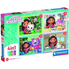 Clementoni - Puzzle 4v1 Gábinin kouzelný domek (12+16+20+24 dílků)
