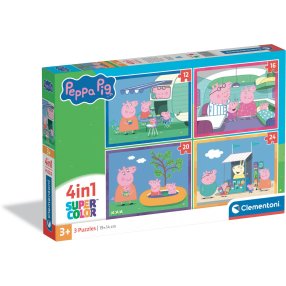 Clementoni - Puzzle 4v1 Prasátko Peppa na cestách (12+16+20+24 dílků)