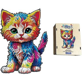 Dřevěné puzzle – Barevná kočka