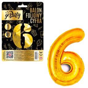Fóliový balónek Číslo 6 - zlatý 81 cm