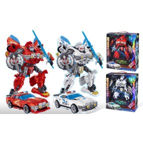 Transformační robot 22 cm / hasičské auto Pioneer s mečem 25 cm