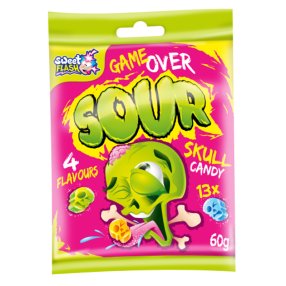 GAME OVER Kyselé bonbóny lebky s ovocnou příchutí 60g