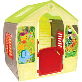 Mochtoys - Dětský zahradní domeček se zvířátky červený