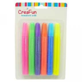 Dekorační barvy (papír, textil, sklo) - třpytivé neon 15ml, 6ks