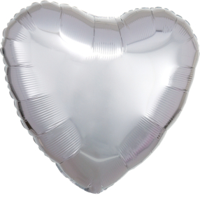 Balónek foliový - Srdce stříbrné 43 cm