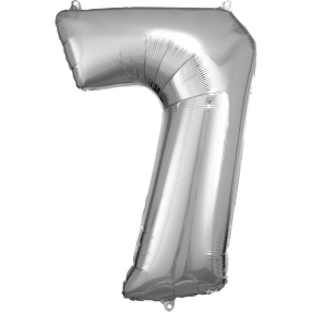 Balónek foliový - číslo 7 - stříbrné 88 cm