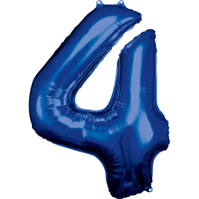 Balónek foliový - číslo 4 - modré 88 cm