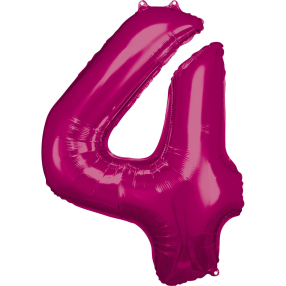 Balónek foliový - číslo 4 - růžové 88 cm