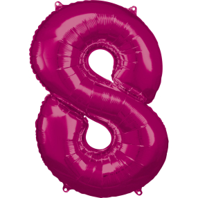 Balónek foliový - číslo 8 - růžové 88 cm