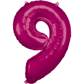 Balónek foliový - číslo 9 - růžové 88 cm