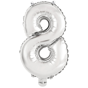 Balónek foliový - číslo mini 8 - stříbrné 33 cm