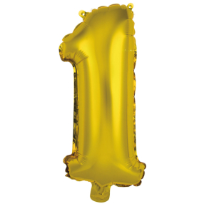 Balónek foliový - číslo mini 1 - zlaté 33 cm