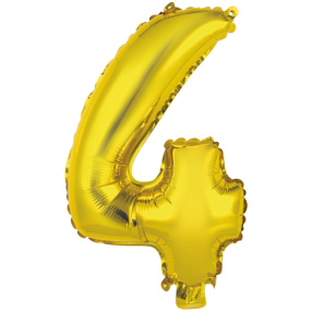Balónek foliový - číslo mini 4 - zlaté 33 cm