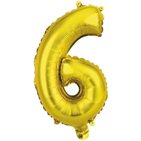 Balónek foliový - číslo mini 6 - zlaté 33 cm