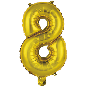 Balónek foliový - číslo mini 8 - zlaté 33 cm