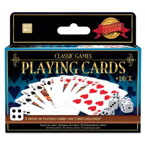 SPARKYS - Klasické hry – 2 balíčky hracích karet a 5 kostek