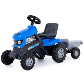 Šlapací Traktor Turbo s přívěsem modré