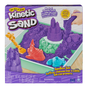 Spin Master Kinetic Sand krabice tekutého písku s podložkou FIALOVÁ