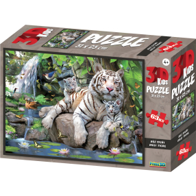 PRIME 3D PUZZLE - Bílí tygři 63 dílků