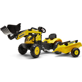 FALK Šlapací traktor 2076M Komastu s nakladačem a přívěsem - žlutý