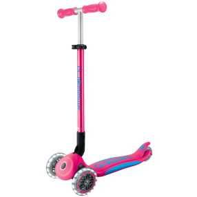 Globber Dětská tříkolová koloběžka Primo Foldable Plus- svítící kola - růžová