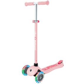 Globber Dětská tříkolová koloběžka Primo Plus V2 - svítící kola - světle růžová
