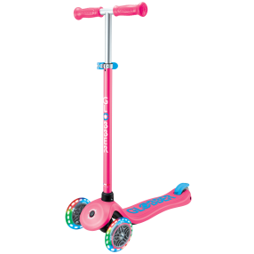 Globber Dětská tříkolová koloběžka Primo Plus V2 - svítící kola - tmavě růžová