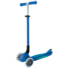 Globber Dětská tříkolová koloběžka Primo Foldable Plus- svítící kola - modrá