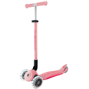 Globber Dětská tříkolová koloběžka Primo Foldable Plus- svítící kola - světle růžová