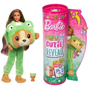 Barbie Cutie Reveal Barbie v kostýmu - Pejsek v zeleném kostýmu žabky