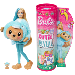 Barbie Cutie Reveal Barbie v kostýmu - Medvídek v modrém kostýmu delfína