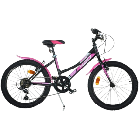 DINO Bikes - Dětské kolo 20" - Aurelia černo-růžové s přehazovačkou