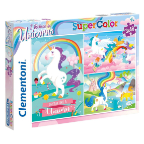 Clementoni 25231 - Puzzle Supercolor 3x48 Jednorožec