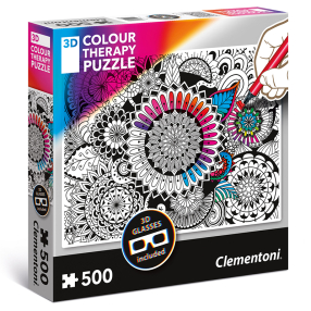Clementoni - Puzzle 3D Colour therapy 500 Mandala