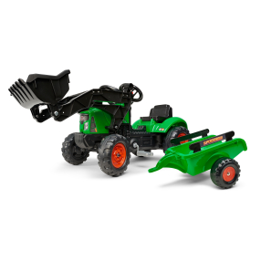 FALK - Šlapací traktor SuperCharger zelený s přední lžící a valníkem