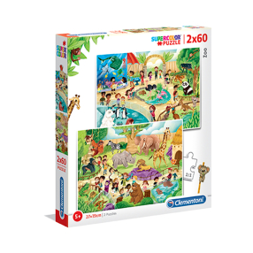 Clementoni 21603 - Puzzle Supercolor 2x60 Zoo