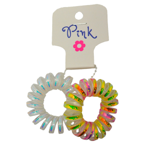 PINK - Gumičky do vlasů - duhová a perleťová