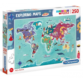 Clementoni 29064 - Puzzle Supercolor 250 Exploring maps