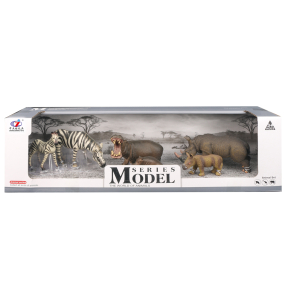 Epee Sada Model Svět zvířat zebry, hroši, nosorožci, máma + mládě