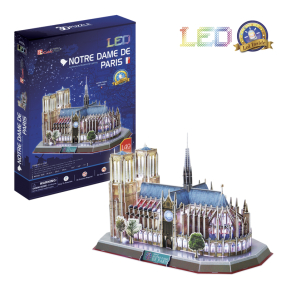 CubicFun - Puzzle 3D Notre Dame de Paris s LED světlem - 144 dílků