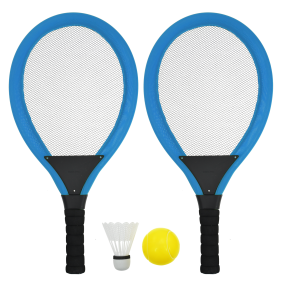 Sulov - Set na plážové hry tenis/badminton 2x raketa, soft miček, badm. košík, modrá