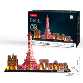 CubicFun - Puzzle 3D Pařížs s LED světlem - 115 dílků